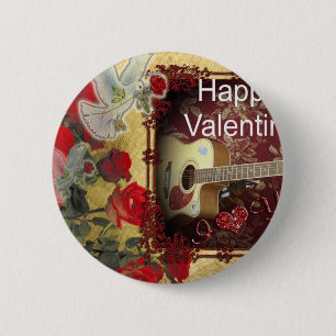 Badge Rond 5 Cm Guitare vintage : Jour de la Saint-Valentin pour l