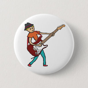 Badge Rond 5 Cm Guitariste