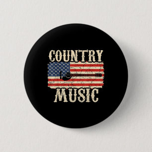 Badge Rond 5 Cm Guitariste Country Music Guitare Drapeau américain