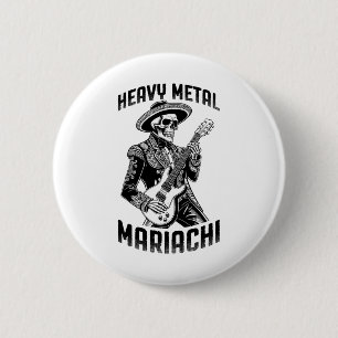 Badge Rond 5 Cm Guitariste en métal lourd Funny Cinco De Mayo Mari