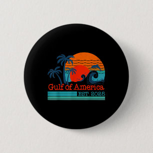 Badge Rond 5 Cm Gulf Of Us America Est 2025 Retro Vintage Beach