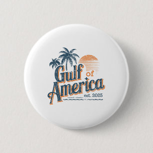 Badge Rond 5 Cm Gulf Of Us America Est 2025 Retro Vintage Beach