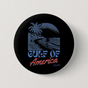 Badge Rond 5 Cm Gulf Of Us America Est 2025 Retro Vintage Beach