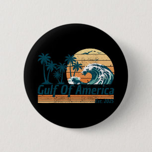 Badge Rond 5 Cm Gulf Of Us America Est 2025 Retro Vintage Beach