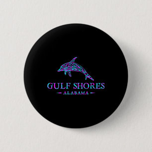 Badge Rond 5 Cm Gulf Shores Alabyma Retro Dolphin Boys Girls Toddl