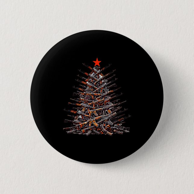 Badge Rond 5 Cm Guns Christmas Tree Funny Xmas 2025 For Gun Lover  (Devant)