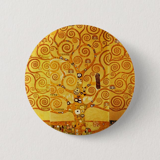 Badge Rond 5 Cm Gustav Klimt Arbre de Vie : Symboliste Art Nouveau (Devant)