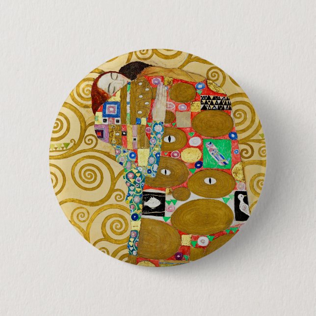 Badge Rond 5 Cm Gustav Klimt Exécution Nouveau Couple (Devant)