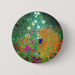Badge Rond 5 Cm Gustav Klimt Flower Garden