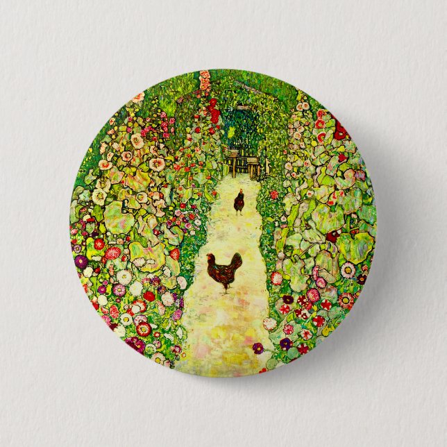 Badge Rond 5 Cm Gustav Klimt Garden with Chickens (Devant)