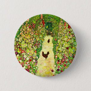 Badge Rond 5 Cm Gustav Klimt Garden with Chickens