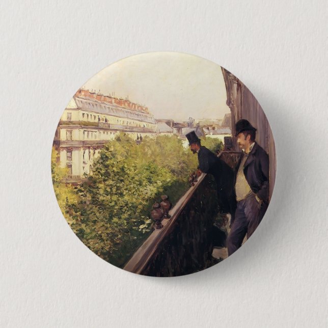 Badge Rond 5 Cm Gustave Caillebotte : Un balcon, boulevard (Devant)