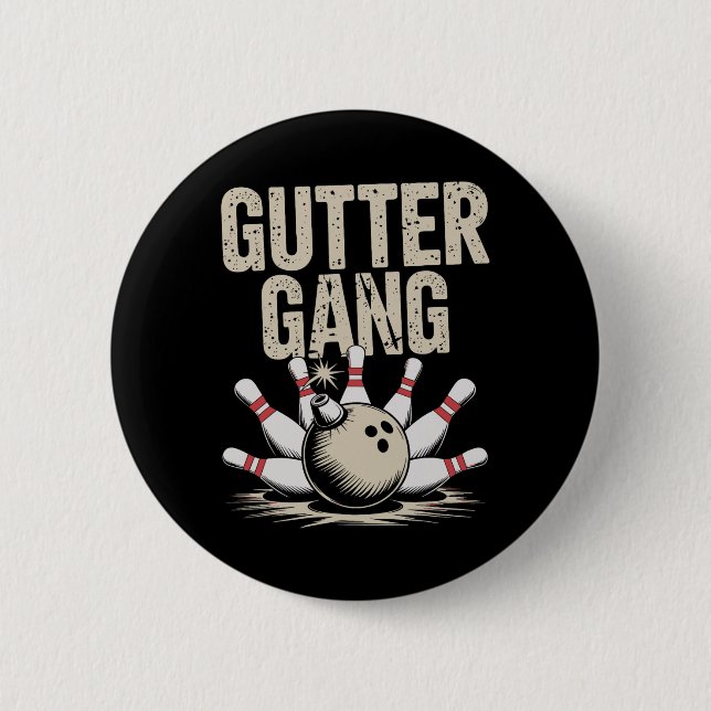 Badge Rond 5 Cm Gutter Gang Bowling 1  (Devant)