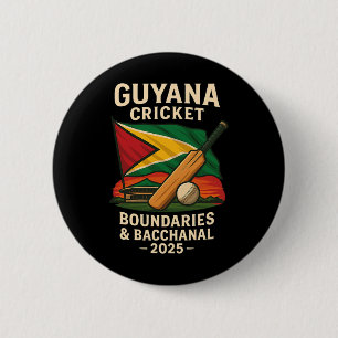 Badge Rond 5 Cm Guyana Cricket 2025 Frontières et chaîne caribéenn