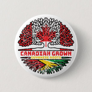 Badge Rond 5 Cm Guyana Guyane Drapeau canadien des racines d'arbre