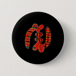 Badge Rond 5 Cm Gye Nyame - Symbole africain du tissu Kente Ghana