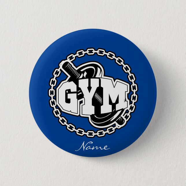 Badge Rond 5 Cm Gym Barbell Logo Thunder_Cove (Devant)