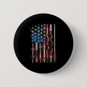 Badge Rond 5 Cm Gym Drapeau Américain Patriotique Pour Haltérophil
