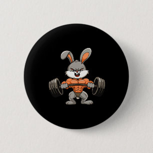 Badge Rond 5 Cm Gym Rabbit Bodybuilding Powerlifting Fitness Funny