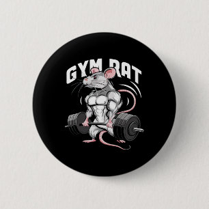 Badge Rond 5 Cm Gym Rat Funny Bodybuilding Fitness entraînement Gy
