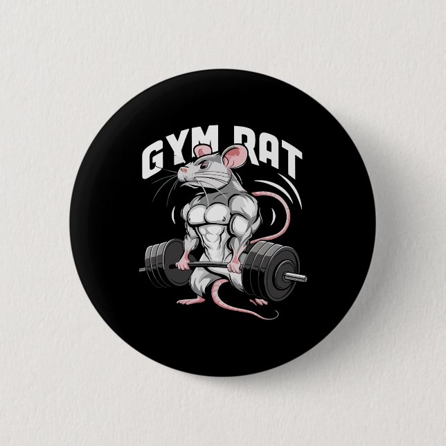Badge Rond 5 Cm Gym Rat Funny Bodybuilding Fitness entraînement Gy (Devant)