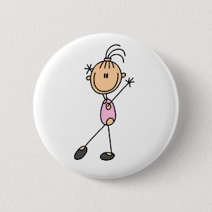 Badge Rond 5 Cm Gymnaste en rose