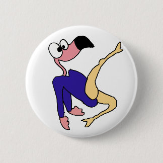 Badge Rond 5 Cm Gymnaste rose de Flamant rose d'amusement faisant