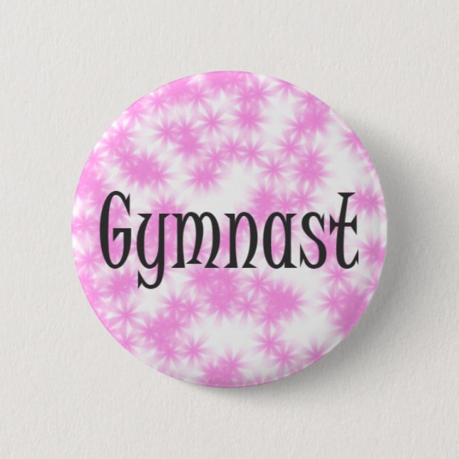 Badge Rond 5 Cm Gymnaste rose et blanc (Devant)
