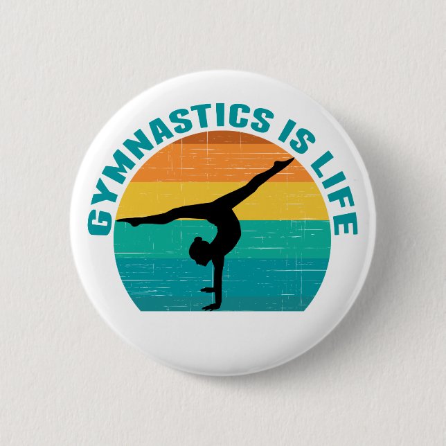 Badge Rond 5 Cm Gymnastique est la vie belle Sunset Gymnaste Turqu (Devant)