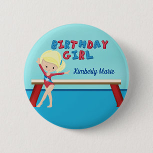 Badge Rond 5 Cm Gymnastique personnalisée Blonde Fille fête d'anni