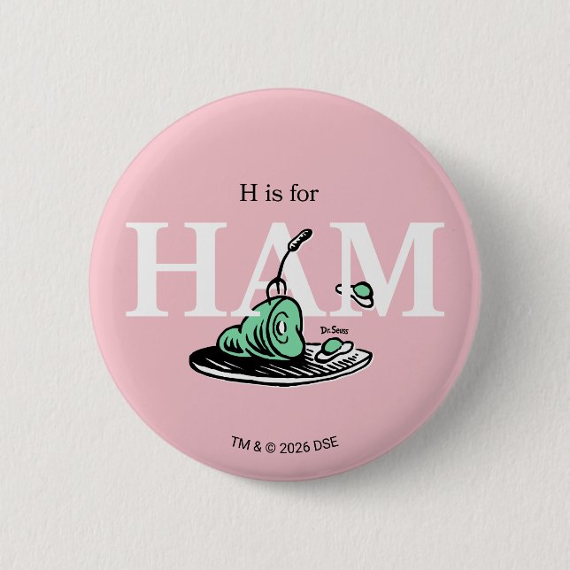 Badge Rond 5 Cm "H pour JAMBON" | Conception de l'alphabet (Devant)