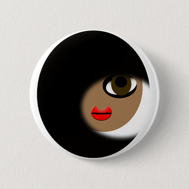 Badge Rond 5 Cm Habillement de fille d'Afro-américain ! (Devant)