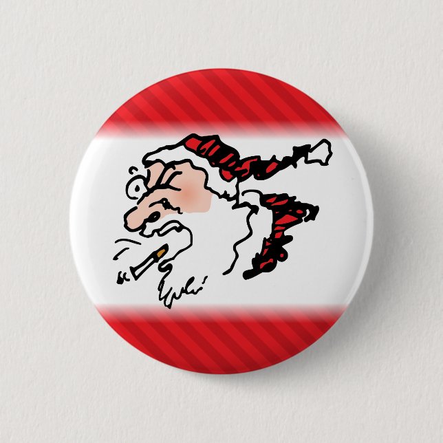 Badge Rond 5 Cm Hackin Santa Dessin Animé Drôle (Devant)