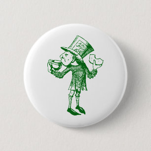 Badge Rond 5 Cm Haigha (chapelier fou) a encré le vert