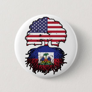 Badge Rond 5 Cm Haïti Haïti Amérique États-Unis Drapeau des racine