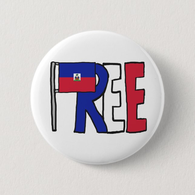 Badge Rond 5 Cm Haïti libre (Devant)