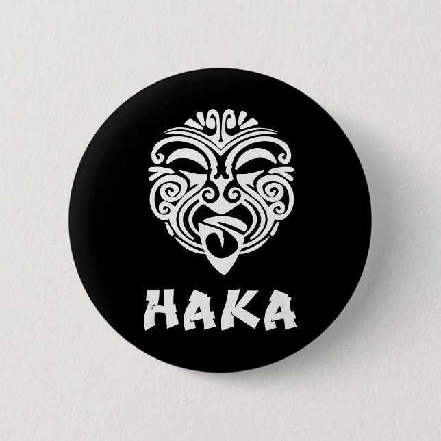 Badge Rond 5 Cm Haka New Zealand Rugby Fans Maori Haka Dance  (Devant)