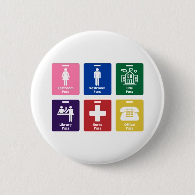 Badge Rond 5 Cm Hall Passes for the Elementary Classroom (Devant)