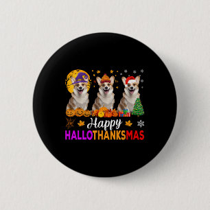 Badge Rond 5 Cm Hallothanksmans de Noël de Corgi Dog Halloween