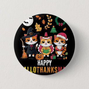 Badge Rond 5 Cm Hallothanksmas Joyeuses Filles Thanksgiving Hallow