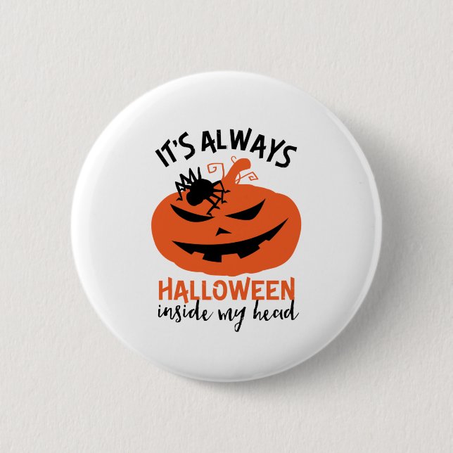 Badge Rond 5 Cm Halloween à l'intérieur de ma tête drôle Jack-o'-l (Devant)