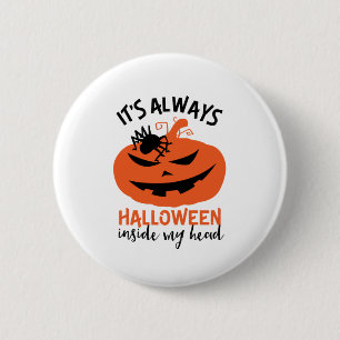 Badge Rond 5 Cm Halloween à l'intérieur de ma tête drôle Jack-o'-l