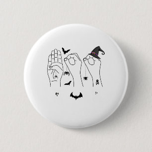Badge Rond 5 Cm Halloween Asl Langue des signes main Fierté Sourde