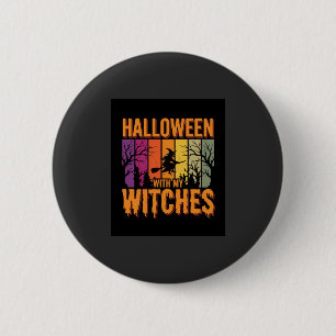 Badge Rond 5 Cm Halloween Avec Mes Sorcières Rétro Coucher De Sole