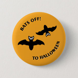Badge Rond 5 Cm Halloween Bats Orange