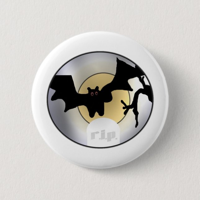 Badge Rond 5 Cm Halloween Bats RIP (Devant)
