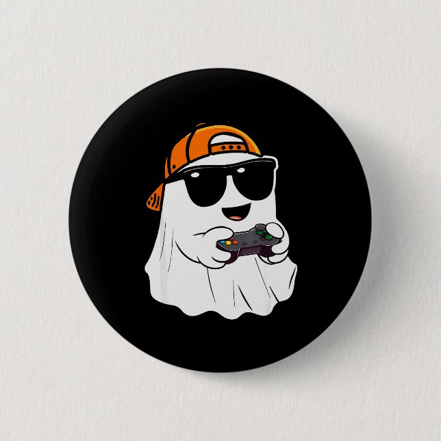 Badge Rond 5 Cm Halloween Boys Kids Ghost Gamer Y Costume Gaming M (Devant)
