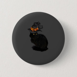 Badge Rond 5 Cm Halloween Button with Black Cat Design