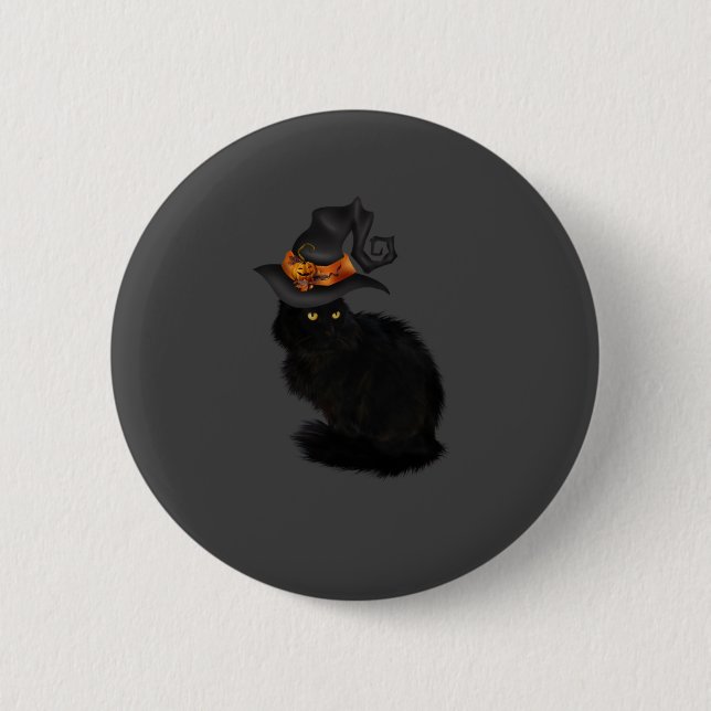 Badge Rond 5 Cm Halloween Button with Black Cat Design (Devant)