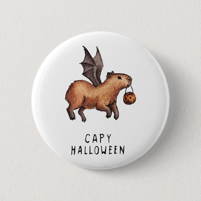 Badge Rond 5 Cm Halloween Capybara (Devant)